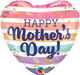 Qualatex Foil Balloons Striped Mothers Day Heart Balloon