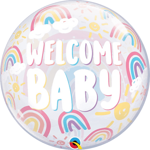 Qualatex Foil Balloons Welcome Baby Boho Rainbows Bubble