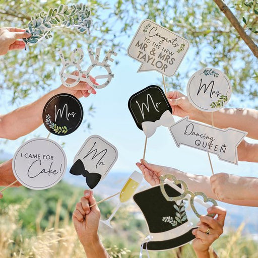 Wedding Photobooth Props with Customisable Stickers 12pk
