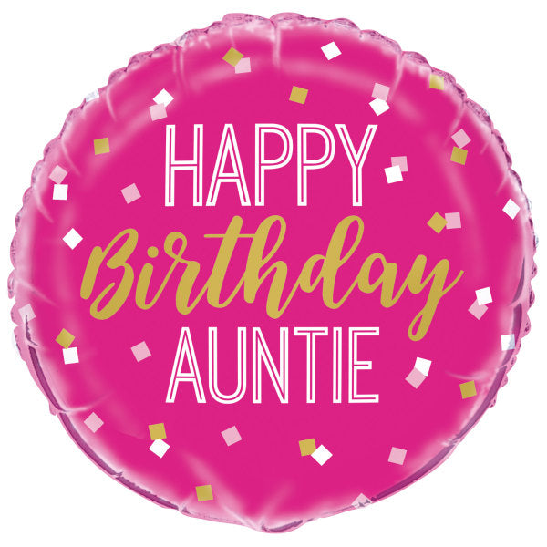 Happy Birthday Auntie Round Foil Balloon 18''