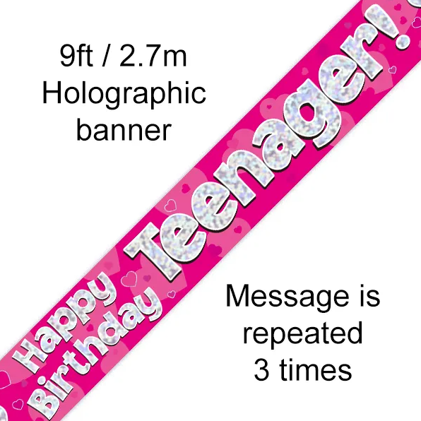 Teenager Pink Foil Banner