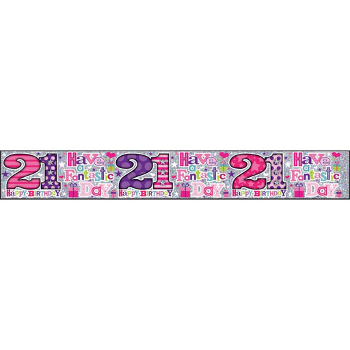 Foil Banner 21st Happy Birthday Girl