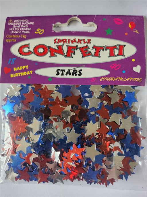 Red, Silver and Blue Star Confetti 14g