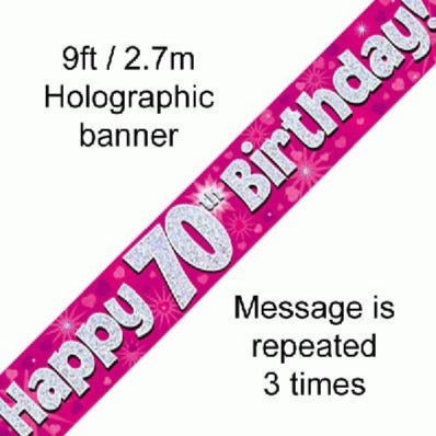 Foil Banner 70th Birthday Pink