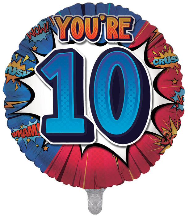 Hero Burst 10th Birthday 18 Inch Foil Balloon