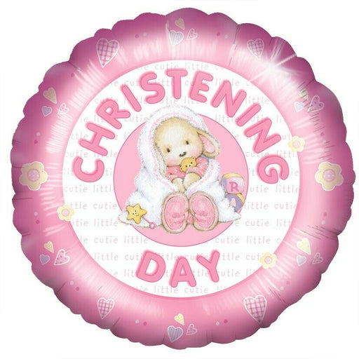 17" Christening Day Bear Balloon - Pink