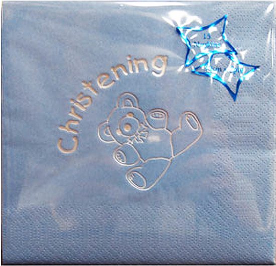 Pack Of 15 Blue Christening Napkins 2622