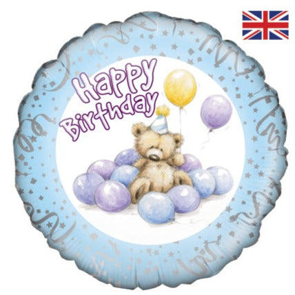 18'' Foil Happy Birthday Cute Bear Blue