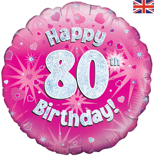 18'' Foil Happy 80th Birthday Pink