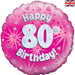18'' Foil Happy 80th Birthday Pink