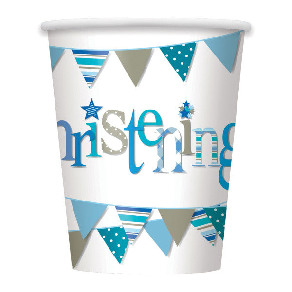 Christening Blue Bunting Party Cups