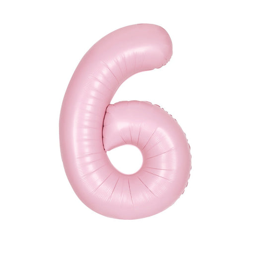 Matte Lovely Pink Number 6 Shaped Foil Balloon 34''