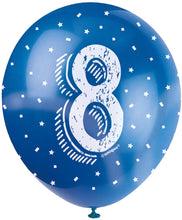 12'' Pearlised Latex Assorted Number 8 Birthday Balloons