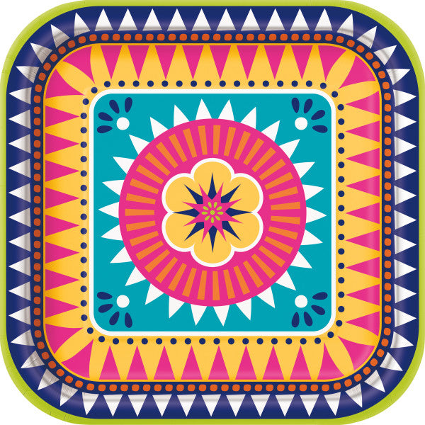 Boho Fiesta Square 9" Dinner Plates (8pk)