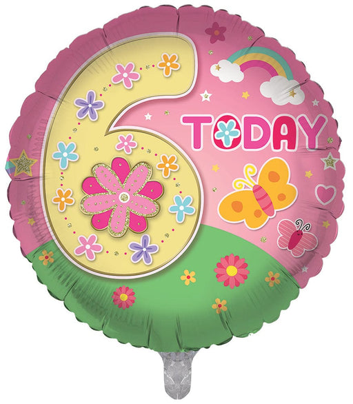 Sensations Balloons Foil Balloon Flowers / Pink 6th Birthday 18 Inch Foil Balloon