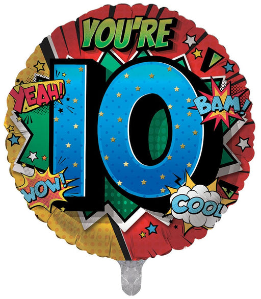Sensations Balloons Foil Balloon Hero Burst 10th Birthday 18 Inch Foil Balloon