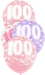 100th Pink Glitz Latex Balloons 6pk