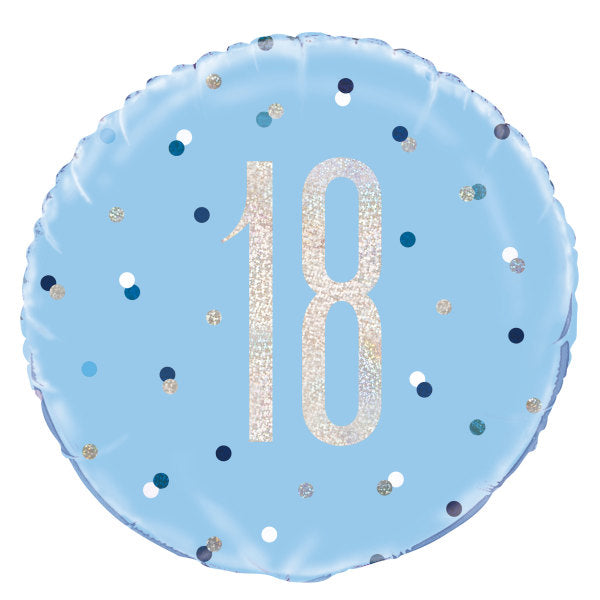 18'' Glitz Blue & Silver Round Foil Balloon  18