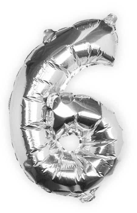 Ballon en aluminium numéro 6 argenté 16"