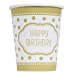 Golden Birthday Paper Party Cups 8pk
