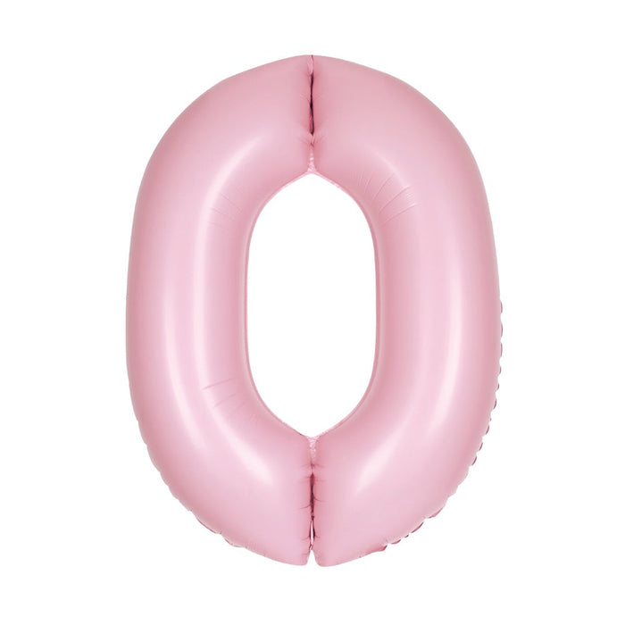 Matte Lovely Pink Number 0  Shaped Foil Balloon 34''