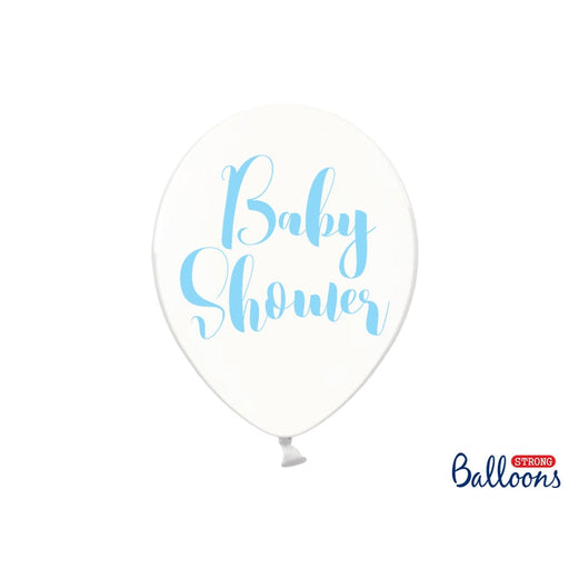 12'' Baby Shower Clear With Blue Print 50pk (Partydeco)