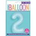 Matte Powder Blue Number 2 Shaped Foil Balloon 34''