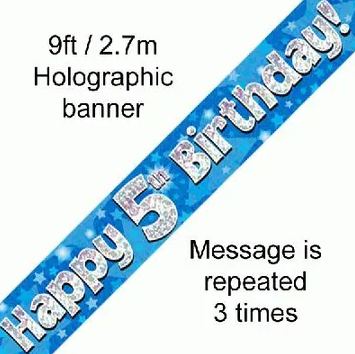 Foil Banner 5th Birthday Blue