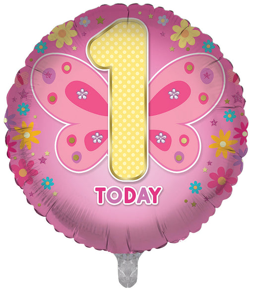 Butterflies 1st Birthday 18 Inch Foil Balloon