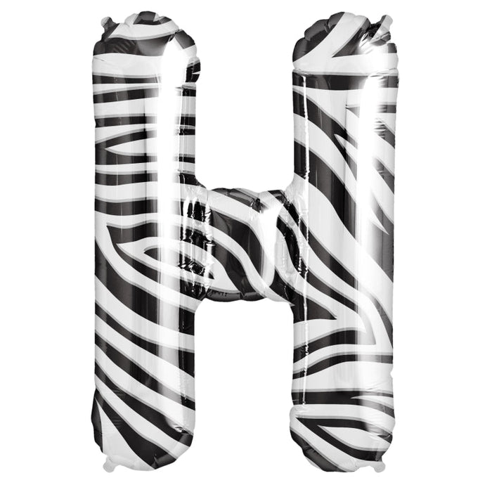 34'' Super Shape Foil Letter H - Zebra