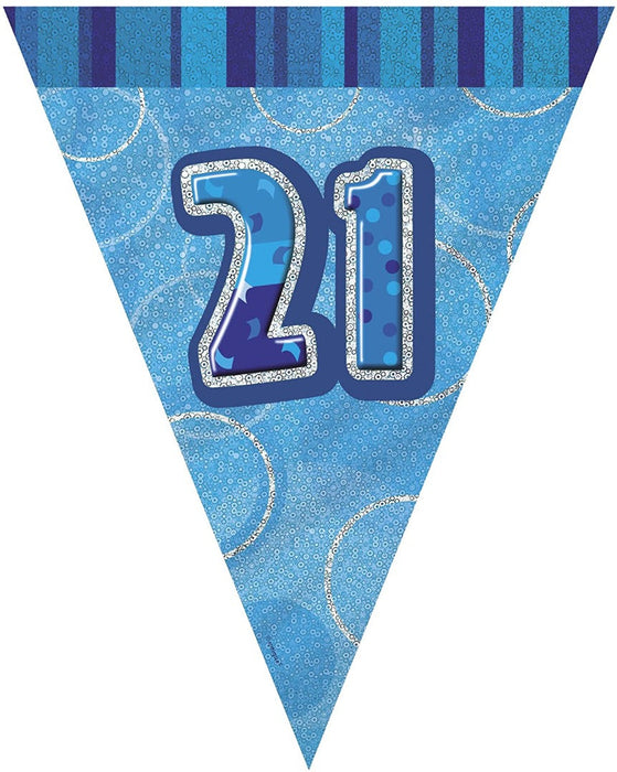 Glitz Blue 21 Flag Banner 9Ft