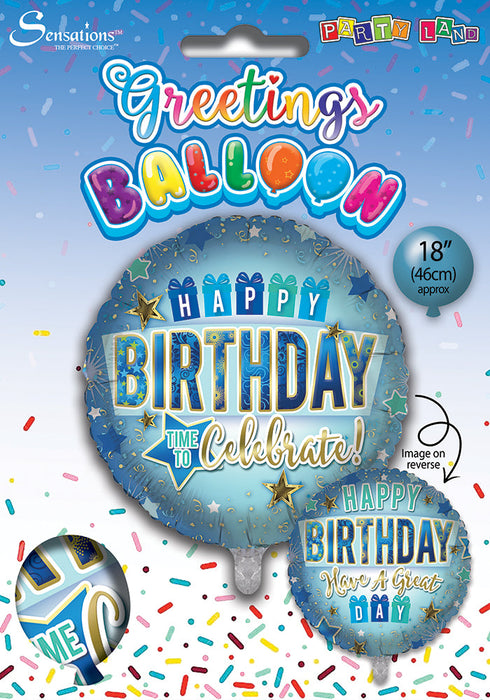 Blue Happy Birthday 18 Inch Foil Balloon