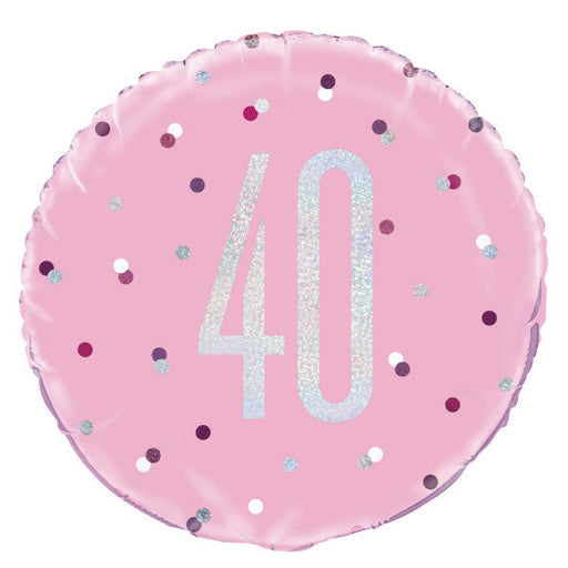 18'' Glitz Pink & Silver Round Foil Balloon  40