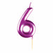 #6 Metallic Pink Finish Numerical Candles 6 cm