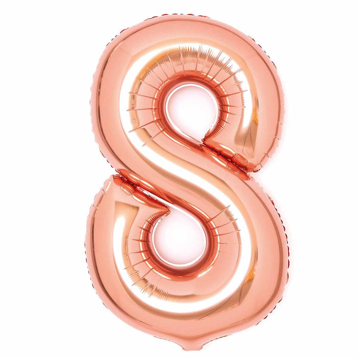 Rose Gold Number 8 Foil Balloons 34"