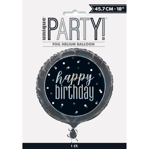 18'' Foil Glitz Black Happy Birthday Balloon