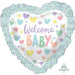 28'' Baby Ruffle Heart Foil Balloon, Welcome Baby