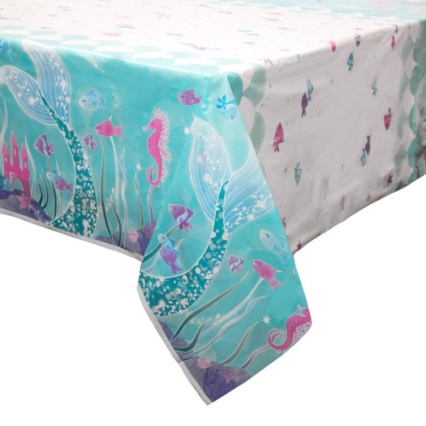 Mermaid Rectangular Plastic Table Cover, 54''X84''