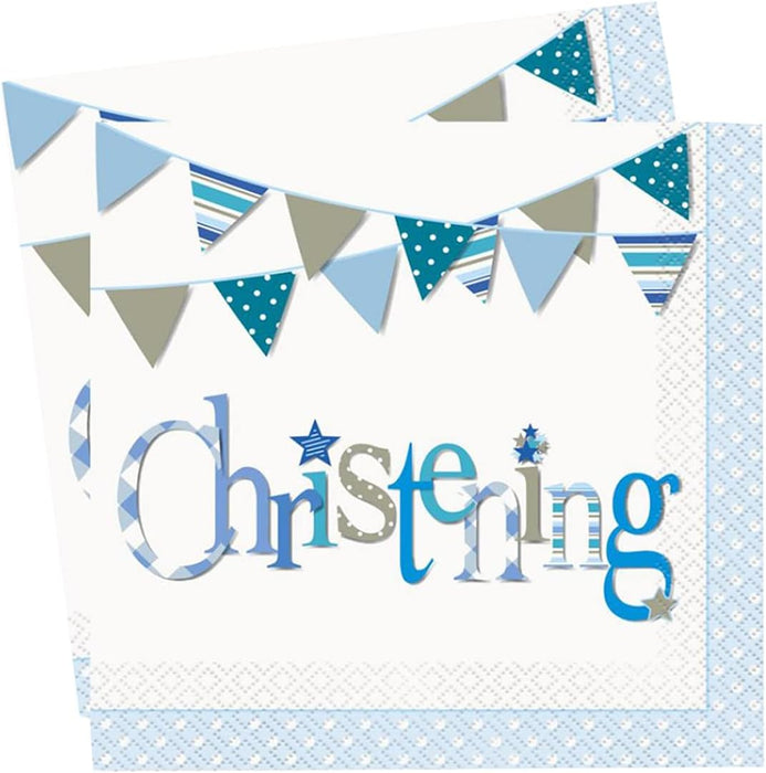 Blue Christening Napkins (16pk)