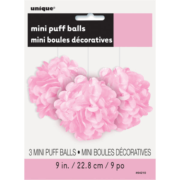 Jolies mini décorations en mouchoirs soufflés roses, paquet de 3