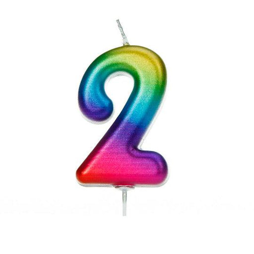 Creative Party Ahc06/2 Moulded Number 2 Pick Candle I Rainbow I 1 Pc