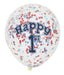 1st Birthday Red & Blue Confetti Balloons 6pk