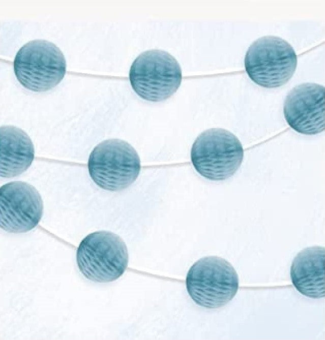 Soft Blue Honeycomb Ball Garland 7ft