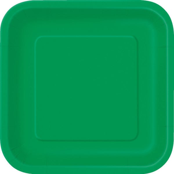 Unique Party Paper Plates Emerald Green Solid Square 7" Dessert Plates (16pk)