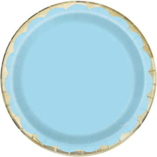 Unique Party Paper Plates Light Blue Pastel Scalloped 9" Dinner Plates (10pk)