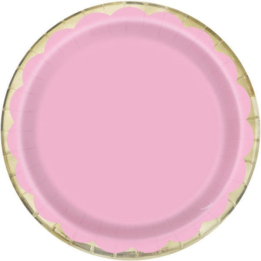Unique Party Paper Plates Light Pink Pastel Scalloped 7" Dessert Plates (10pk)