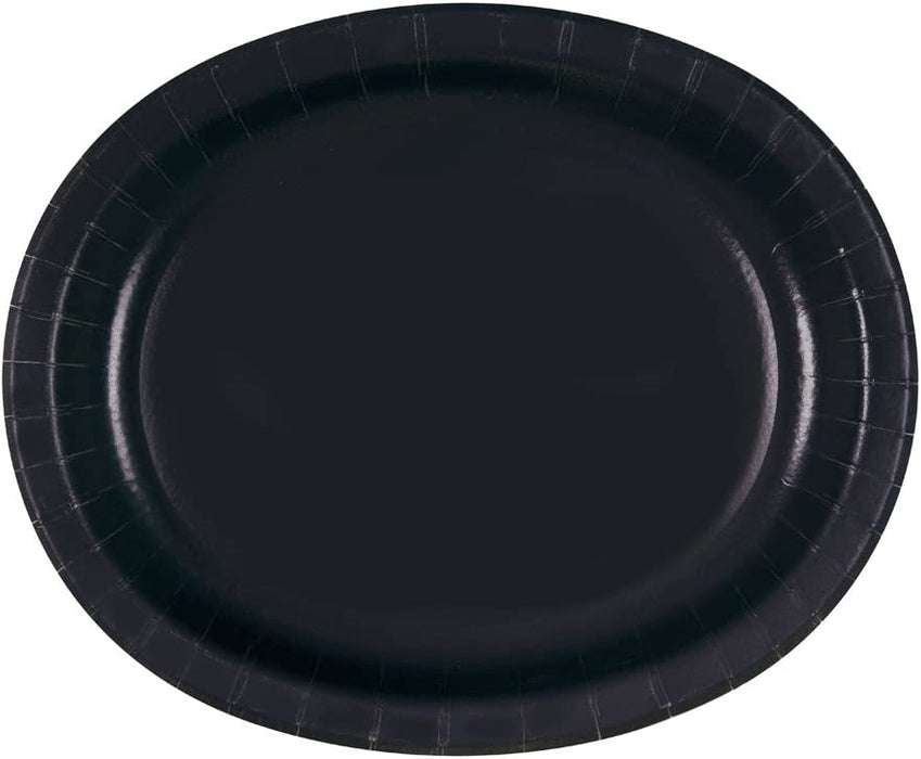 Unique Party Midnight Black Oval Plates 8pk