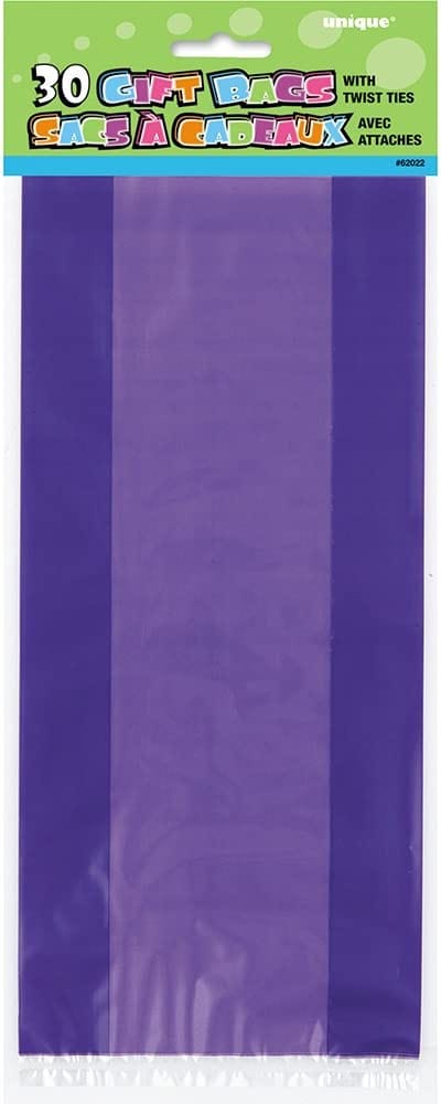 Unique Party Purple Cellophane Bags 30pk