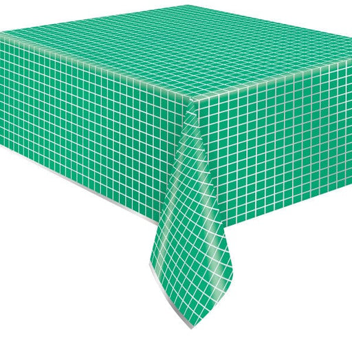 Unique Party Tablecover Silver & Bright Green Rectangular Foil Table Cover