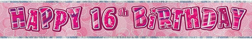 GLITZ PINK 16TH PRISMATIC BANNER 9FT